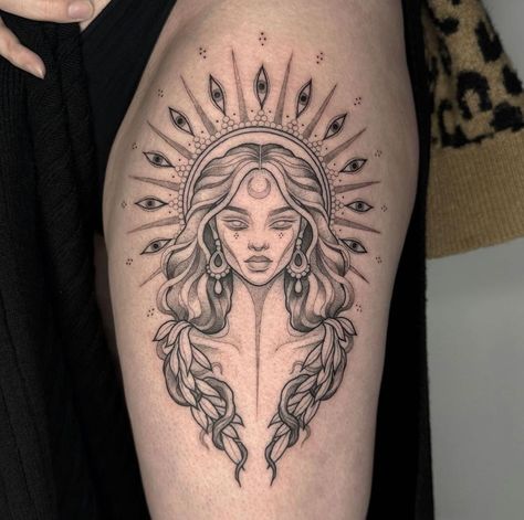 Finished off the shading on Adam’s Gaia goddess piece today 👌 (Mostly healed though, and some parts are still a bit shiny). Thanks Adam!… | Instagram Gaia Goddess, Mother Nature Tattoos, Famous Tattoo Artists, Goddess Tattoo, Парные Тату, Spiritual Tattoos, Stylist Tattoos, Thigh Tattoos Women, Calf Tattoo