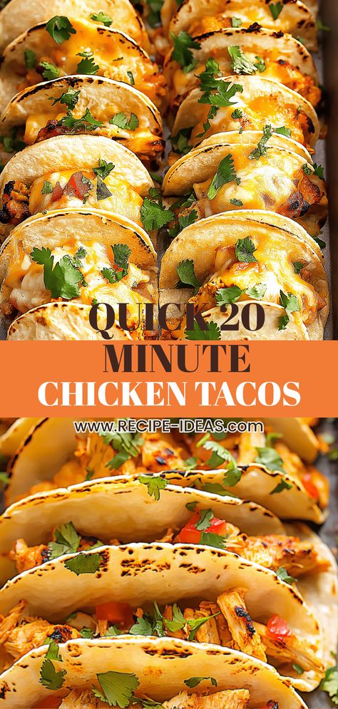 Discover delicious 20-minute mini baked chicken tacos that make for a perfect weeknight dinner or a fun party treat. These easy tacos are bursting with flavors, featuring seasoned chicken enveloped in crispy tortillas and topped with fresh garnishes. Specifically designed for busy families or individuals craving a quick meal, this taco recipe is not only quick to make, but transforms traditional flavors into a mini version that packs a punch. Serve these delightful tacos with salsa and avocado for a complete dish everyone will love! Chicken Tacos On Blackstone, Chicken Recipe For Tacos, Baked Chicken Tacos Flour Tortilla, Quick Chicken Tacos, Pulled Chicken For Tacos, Chicken Breast Taco Recipes, Chicken Tacos For A Crowd, Taco Chicken Recipes, Tacos For Kids