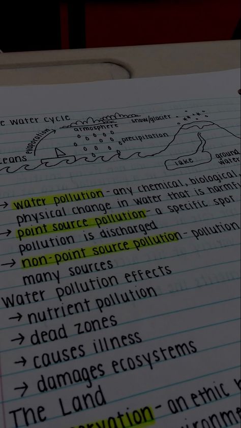 Water Cycle Notes Aesthetic, Jake Core, Aesthetic Handwriting, Notes Aesthetic, Science Notes, Water Pollution, Physical Change, Water Cycle, Study Inspo