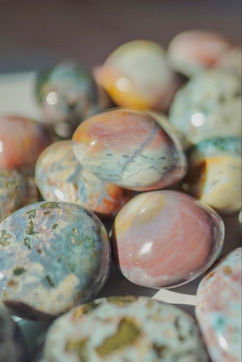 Natural healing crystal palmstones colorful and pastel with pyrite and Quartz Jasper Aesthetic, Princess Warrior, Sea Jasper, Warrior Princess, Ocean Jasper, Crystal Shop, Healing Crystals, Natural Healing, Dandy