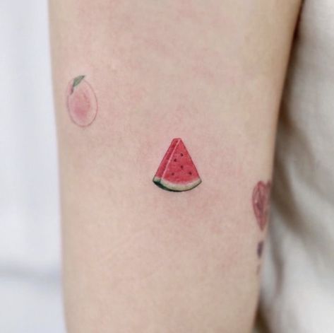 Sometimes the best ink is minimalist. If you like small tattoos, or want to start small with your ink, check out this tattoo inspiration. #tattoos #smalltattoos #minimalist Watermelon Tattoo, Slice Watermelon, Phönix Tattoo, Fruit Tattoo, Shape Tattoo, Initial Tattoo, Detailed Tattoo, Arrow Tattoo, Aesthetic Tattoo