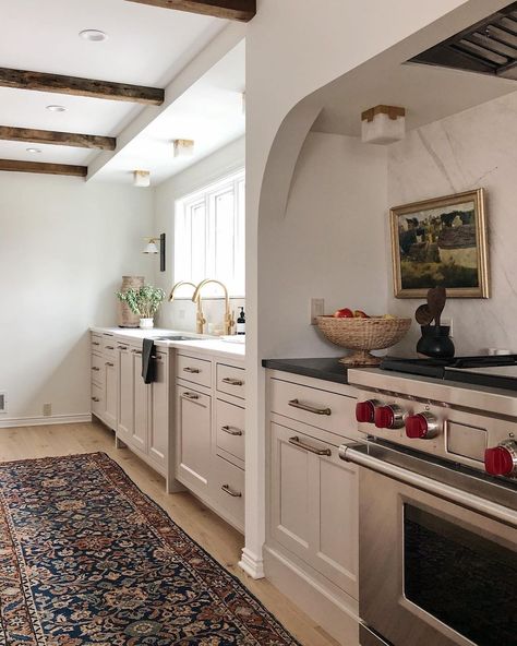 Jean Stoffer on Instagram: “There are just so many interesting things we were able to design into this kitchen. A few in this shot: these tiny flush mount lights (my…” Stoffer Kitchen, Jean Stoffer Kitchen, Range Alcove, Alcove Kitchen, Stove Alcove, Jean Stoffer, Future Kitchen, Flush Mount Lights, Galley Kitchen