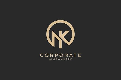 Letter nk monogram logo with circle shap... | Premium Vector #Freepik #vector #n #logo-illustration #nk-logo #n-logo Nk Logo Design Letter, Nk Logo, Logo With Circle, Hotel Logo, Company Logo Design, Letter Logo Design, Logo Food, Logo Illustration, Circle Shape