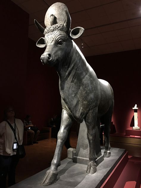 Apis Bull, Alexandria, 117-138 CE, black diorite 2/23/19 #artsmia #artmuseum #roman #sculpture #sunkencities Apis Bull, Bible History, A Bull, Egyptian Mythology, A Cow, Egyptian Gods, Ancient Cultures, Ancient History, Ancient Art