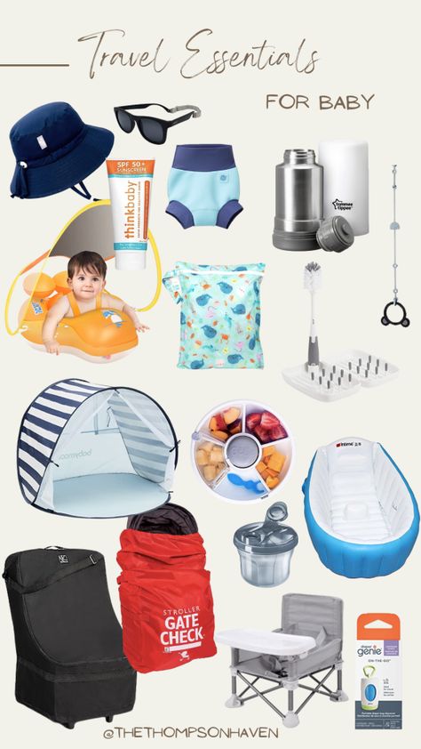 If you’re anything like me, I get VERY overwhelmed with everything I need to pack for my baby when we go on vacation. I’ve taken lists from every moms group on Facebook, polled my Instagram, and gathered advice from friends on my travel blog, and put together this compiled packing list of everything you need to bring on a trip for your baby! (This specifically is for a beach vacation but can be used for any vacation). For reference, my baby is 11 months old when writing this and t... Infant Vacation Packing List, Travel With 5 Month Baby, Traveling With A One Year Old, Traveling With A 4 Month Old, Family Vacation Packing Hacks, Baby Travel Outfit, Beach With One Year Old, Beach Packing List For Baby, Beach Vacation With Baby