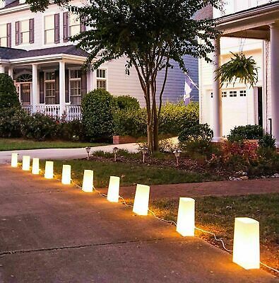 Elf Logic 10 Luminary Bags Plug In LED Lights Patio Garden Wedding Pathway Party  | eBay Wedding Pathway, Outdoor Holiday Lights, Luminary Bags, Diy Pathway, Christmas Pathway Lights, Holiday Lights Outdoor, Luminaries Bags, Lights Patio, Pergola Lighting