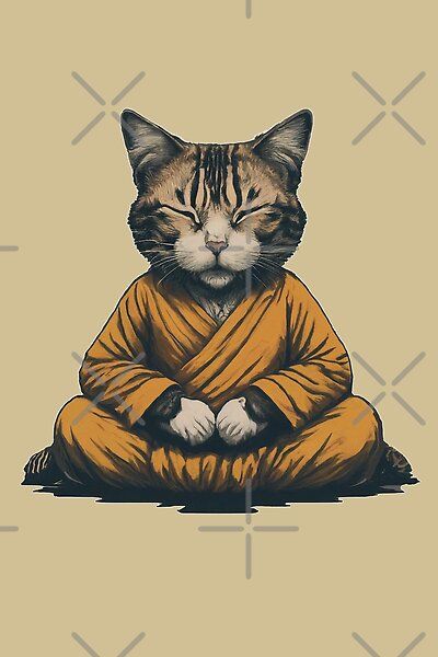 Shaolin Cat | Cute Cat Meditating Grumpy Cat Art, Cat Buddha, Meditating Cat, Clean Background, Yoga Cat, Yoga Images, Kung Fu Movies, Ninja Cats, Japanese Folklore