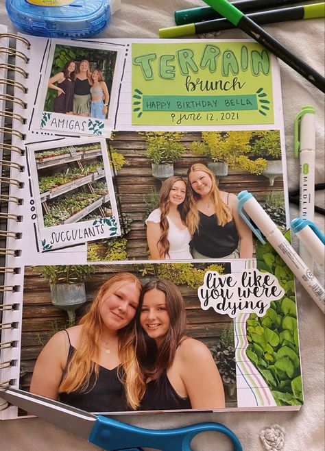 Senior Memory Book Scrapbooking, Summer 2023 Scrapbook, Scrapbook School Years, Scrapbook Cover Ideas For Best Friend, Sorority Scrapbook Ideas Book Pages, Scrapbook Table Of Contents, Summer Scrapbook Ideas Aesthetic, Best Friend Scrapbook Ideas Cover, High School Scrapbook Ideas Memories