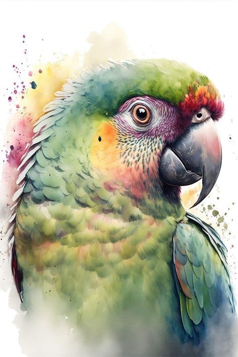 Watercolor Parrot Painting, Parrot Watercolor, Parrot Painting, Abstract Animal Art, Parrots Art, Bird Watercolor Paintings, 3d Art Drawing, Paint Watercolor, Nature Artwork