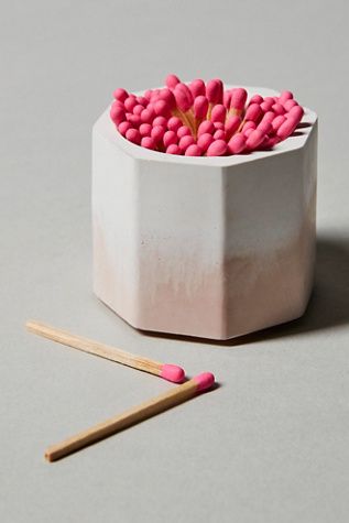 Tenn Prairie Original Match Holder | Free People Free People Decor, Matches Holder, Concrete Material, Apartment Stuff, Match Striker, Match Holder, Concrete Materials, Monochrome Palette, Pink Living Room