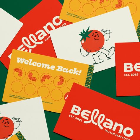 Bellano - Italian Fast Food :: Behance Italian Fast Food, Boat Noodle, Street Food Design, Cereal Packaging, Pizza Branding, It Logo, Food Donation, Brand Names And Logos, Menu Designs