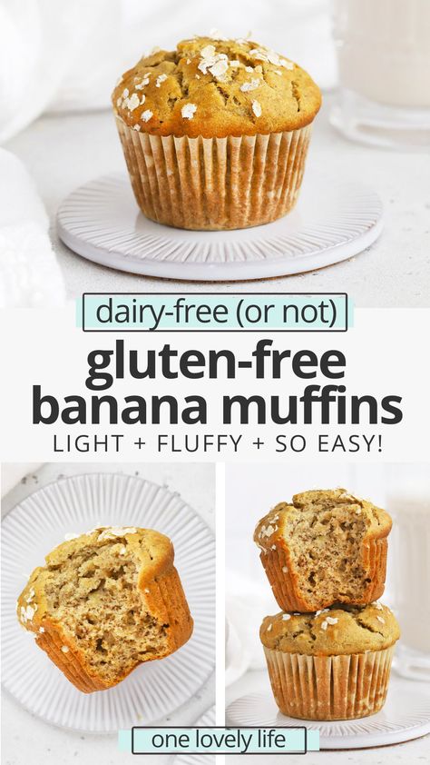 Dairy Free Banana Muffins, Banana Muffin Recipe Healthy, Gluten Free Dairy Free Muffins, Glutenfri Baking, Banana Muffins Recipe, Gluten Free Banana Muffins, Banana Oatmeal Muffins, Healthy Banana Muffins, Banana Muffin