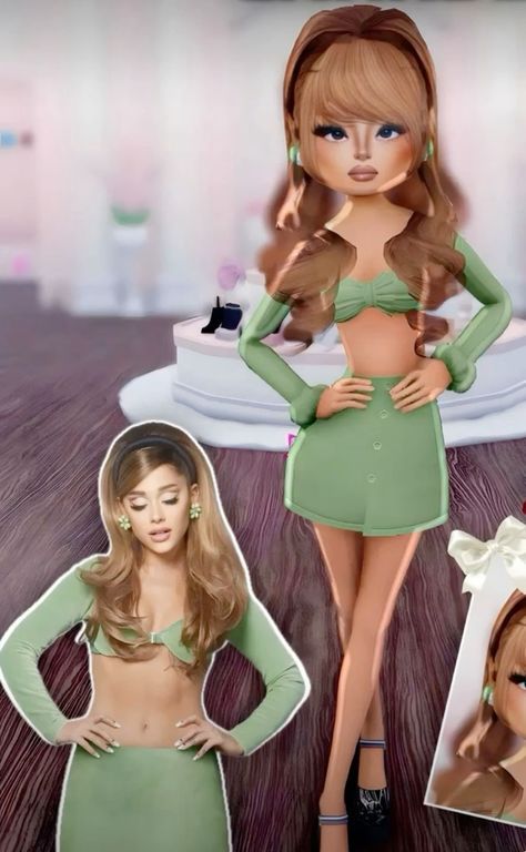 Dti Ariana Grande Fit, Arianna Grande Outfit Dress To Impress, Ariana Grande Oscars, Ariana Grande Outfits Dresses, Ariana Grande Dti Outfit, Celebrity Dti Outfit, Singer Dress To Impress, Dress To Impress Ariana Grande, Dress To Impress Theme Celebrity