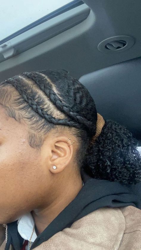 Natural Hairstyles For Black Women 4c Slick Back, Hairstyles For Black Women Natural Braided, Scalp Braids For Black Women Natural Hair, Braid Bun Natural Hair, 2 Natural Braids, Rubber Band Hairstyles Natural Hair Easy 4c, Naurtal Hairstyles, 2 Braids Natural Hair Protective Styles, Natural Braided Hairstyles Real Hair