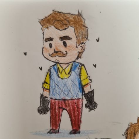 I love hello neighbor lol Hello Neighbor Fanart, Hello Neighbor, Vault Boy, I Love, Fan Art, Drawings, Fictional Characters, Art