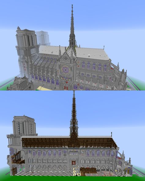 Minecraft Notre Dame, Paris Minecraft, Minecraft Megabuilds, Minecraft House Tutorials, Minecraft Castle, Minecraft Inspiration, Canal House, Minecraft Construction, Minecraft Inspo