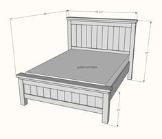 Queen Bed Frame Diy, Diy Farmhouse Bed, Farmhouse Bed Frame, Farmhouse Headboard, Bed Frame Plans, Farmhouse Bed, Woodworking Shop Layout, Woodworking Bench Plans, Unique Woodworking