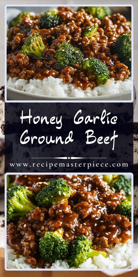 This honey garlic ground beef and broccoli stir-fry is a quick, healthy, and delicious one-pan meal! Packed with protein and bold flavors, it’s ready in just 25 minutes. Serve over rice or noodles for the ultimate weeknight dinner! Broccoli Ground Beef Recipe, Ground Beef Rice And Broccoli, Beef And Broccoli Fried Rice, High Protein Beef And Broccoli, Ground Beef And Broccoli Recipe, Honey Garlic Beef And Broccoli, Beef And Broccoli With Ground Beef, Ground Beef And Broccoli Recipes Healthy, Ground Beef Stir Fry Recipes Easy