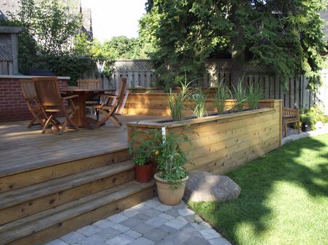 Deck With Built In Planters, Built In Deck Planters, Built In Planters On Deck, Decking With Planters, Deck Planters For Privacy, Deck With Planters, Decking Planters Ideas, Deck Planter Boxes, Deck Planters