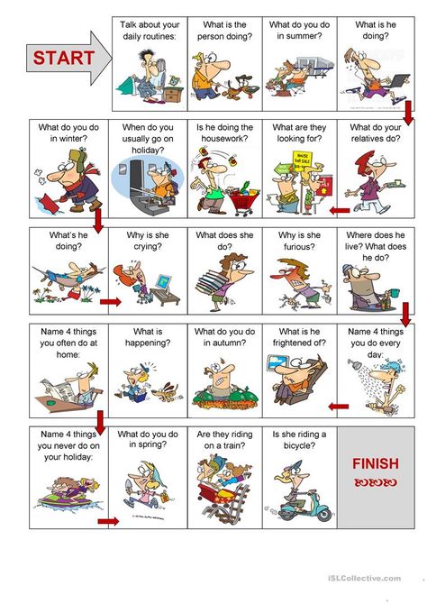 Present simple vs. present continuous speaking activity - English ESL Worksheets Present Simple Vs Present Continuous, Speaking Activities English, Speaking Activity, Grammar Games, Simple Present Tense, Present Continuous, Simple Present, English Time, English Worksheet