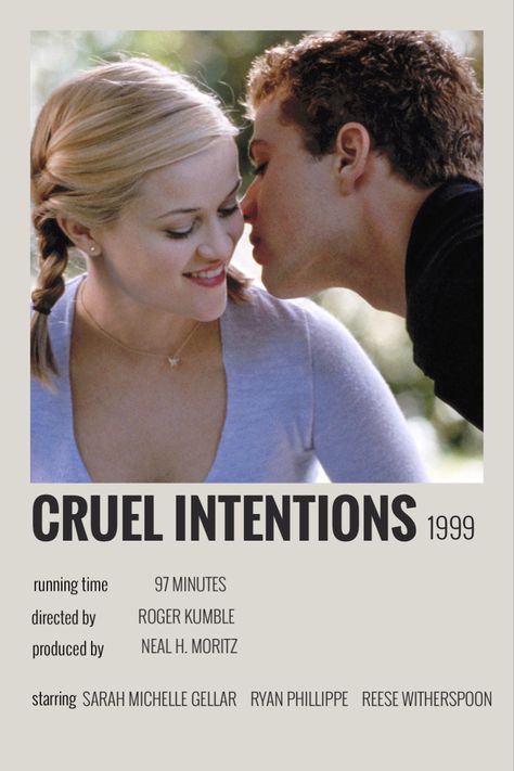 Zac Burgess, Cruel Intentions Poster, Cruel Intentions Aesthetic, Cruel Intentions Movie, Cruel Intentions Kathryn And Sebastian, Cruel Intentions Movie Poster, Cruel Intentions Kiss, 90s Romcom, Romance Movies Polaroid Poster