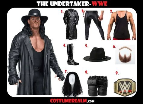 The Undertaker Costume Wwe Costumes Diy, Wwe Undertaker Costume, Wrestler Costume, Wrestler Halloween Costume, Wwe Halloween Costumes, Undertaker Costume, Diy Wwe, The Undertaker, Halloween Legends