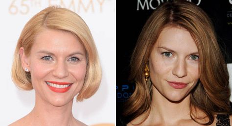 The Homeland star has admitted to trying on blonde, brunette, and red for so long, that she has no idea what her natural hair color is.   - ELLE.com Blond Vs Brunette, Brunette Celebs, Blonde Vs Brunette, Brunette Celebrities, Classic Bob Haircut, Blonde And Brunette, Classic Bob, Claire Danes, Brunette To Blonde