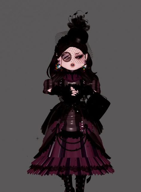 Royale High Villain Outfit, Dark Fairy Royale High Outfit, Royale High Gothic Wardrobe, Rh Halloween Outfit Ideas, Royale High Victorian Outfit, Royale High Dark Outfits, Gothic Royale High, Royale High Dark Fairy Outfit, Dark Fairy Outfit