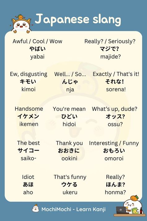 Japanese Slang Phrases, Really In Japanese, Japanese Words That Every Anime Fan Should Know, How To Start Learning Japanese, Japanese Slang Words, How To Read Japanese, You In Japanese, How Are You In Japanese, Mochimochi Learn Japanese