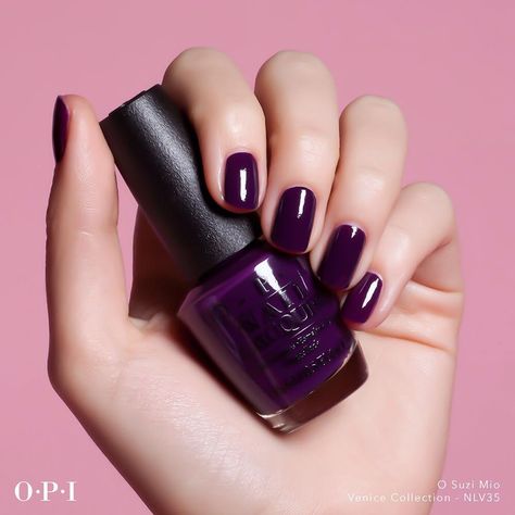 #OSuziMio #OPIVenice Shellac Nails Summer, Winter Deep, Gel Manicure Colors, Trendy Manicure, Chrome Manicure, Purple Manicure, Cheap Nail Polish, Gel Nails Long, Rainbow Nails Design