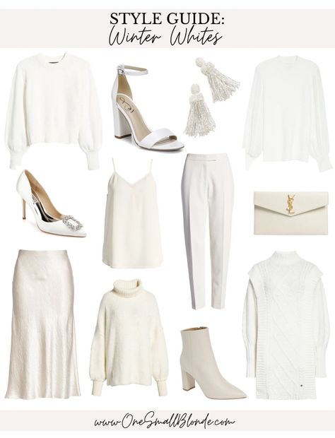 There’s something so classic and refreshing about wearing an all white outfit during winter. In today's post, I'm sharing my top white looks + buys for winter. Go check them out for inspo! Winter White Shoes Outfit, All Winter White Outfit, White Christmas Aesthetic Outfit, White Trousers And Sweater Outfit, All White Wardrobe, Winter White Trousers Outfit, White Pants Winter Outfit Classy, White Top Winter Outfit, Winter White Holiday Party Outfit