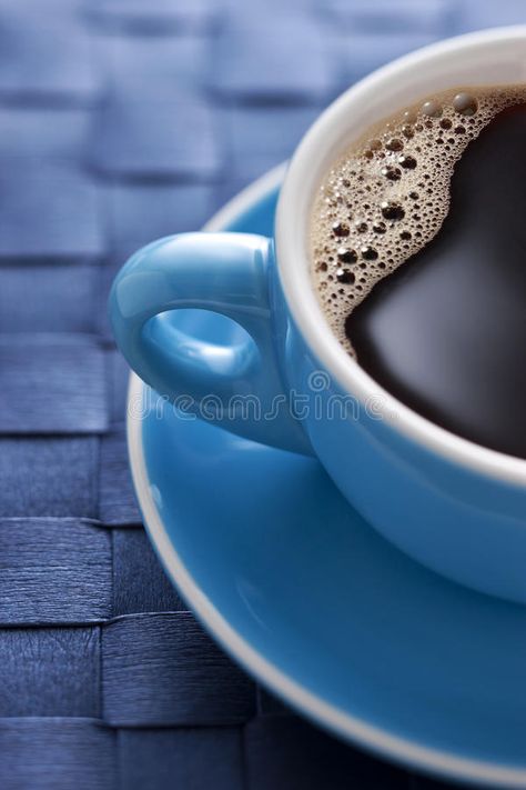 Blue Coffee Cup. A blue coffee cup full of black coffee on a blue background , #Aff, #Cup, #blue, #Blue, #Coffee, #coffee #ad American Drinks, Blue Coffee Cups, Coffee Obsession, Decaf Coffee, Chocolate Caliente, Blue Coffee, Coffee Photography, Chocolate Tea, Aesthetic Coffee