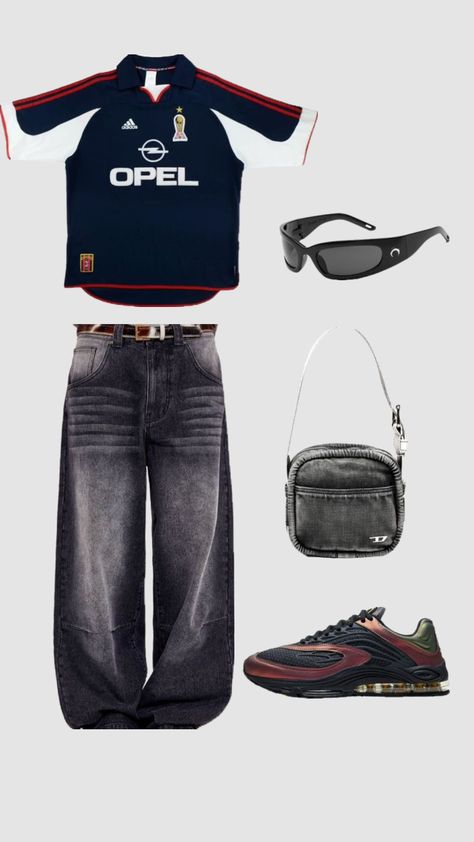 #jersey #footballoutfit #blokecore 2000s Aesthetic Outfits, Collage Outfit, 2000s Men, Collage Outfits, Outfits 2000s, Aesthetic Outfits Men, 2000s Style, 2000s Aesthetic, Stylish Mens Outfits