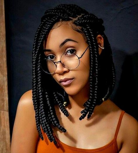 Braid Bob Hairstyles For Black Women, Braided Bob Hairstyles For Black Women, Bob Braids Hairstyles, Short Box Braids Hairstyles, Short Box Braids, Jumbo Box Braids, Braids Styles, Bob Braids, African Hair Braiding Styles