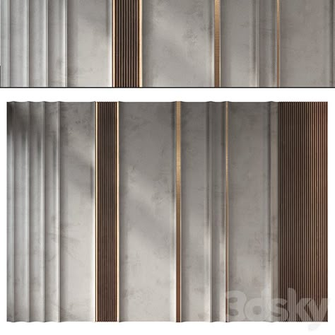 wall panels | set 298 - Other decorative objects - 3D model Fluted Stone Wall, Fluted Panel Texture, Stone Wall Panelling, Fluted Stone, Wood Panel Texture, Jewelry Store Interior, Stone Wall Panels, Lobby Wall, Boho Interior Design