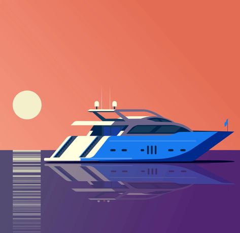 Boating Illustration, Boat Illustration Design, Boat Poster Design, Boat Advertising Design, Cruise Illustration, Yacht Illustration, Boat Digital Art, Boat In Water Illustration, Boat Vector