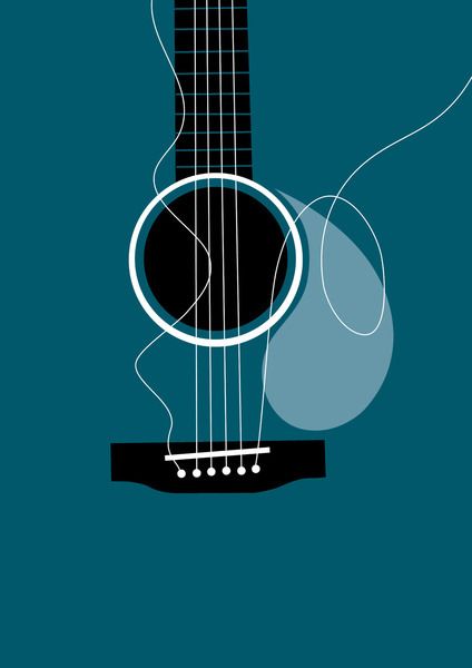 Guitar Poster Design, Retro Music Art, Guitar Poster, Guitar Illustration, Guitar Posters, Jazz Poster, Music Illustration, Music Backgrounds, Music Images