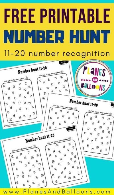 Number 11-20 worksheets for kindergarten - number recognition activity for teaching numbers in preschool and kindergarten. #prek #kindergarten #planesandballoons Number To 20 Activities, Number Recognition Activities 11-20 Math Games, Number Hunt Worksheet, Teaching Numbers 11-20, Teen Number Activities Kindergarten, Teaching Teen Numbers Kindergarten, Number Recognition Activities 11-20, Numbers 11-20, Teen Number Activities