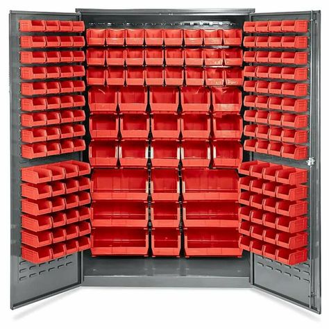 Bolt Storage, Louvered Panels, Nut And Bolt Storage, Cabinet Gray, Garage Workshop Organization, Bin Storage, Hardware Storage, Storage Locker, Tool Storage Diy