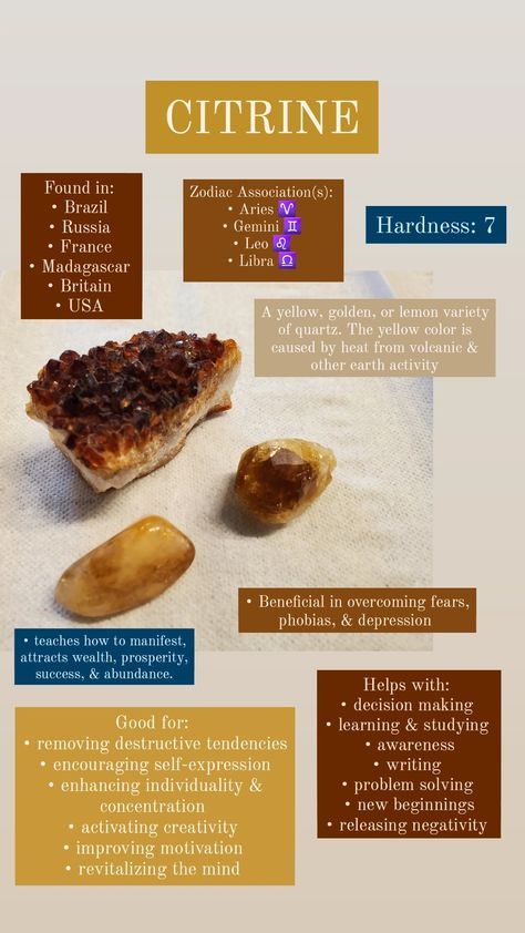 Citrine Properties, Crystals Healing Grids, Wicca Recipes, Brown Crystals, Crystal Healing Chart, Crystals Healing Properties, Spiritual Crystals, Herbal Magic, Meditation Crystals