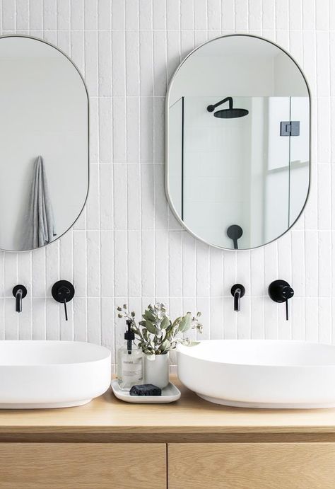 Boring white bathroom? Never! Make a style statement with the help of these inspiring spaces and our pick of the best design elements, Bad Inspiration, Trendy Bathroom, Design Statement, Inspiring Spaces, Bathroom Renos, Laundry In Bathroom, Bathroom Space, House Bathroom, Bathroom Styling