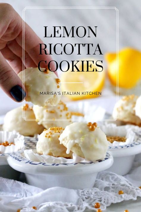 Ricotta Cookies Recipe, Italian Lemon Cookies, Italian Ricotta Cookies, Cookies Italian, Lemon Ricotta Cookies, Lemon Drop Cookies, Easy To Make Cookies, Ricotta Cookies, Italian Christmas Cookies