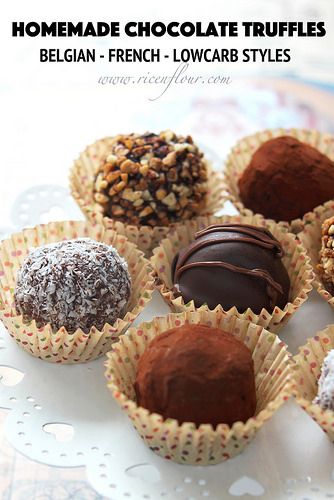 How to make chocolate truffles at home in three styles. Homemade chocolate truffle recipe with step-by-step photos and lots of tips for perfect... Home Made Truffles Recipes, Home Made Chocolate Truffles, How To Make Chocolates At Home, Choc Truffles, Healthy Truffles, How To Make Truffles, Chocolate Truffle Cookies, French Truffles, Homemade Chocolate Truffles