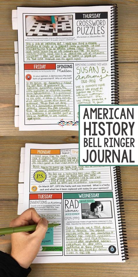 American History | US History | Middle School | High School | Bell Ringer Journal | 275 writing prompts for the entire school year | The SuperHERO Teacher History Teacher Classroom, High School American History, History Classroom Decorations, High School History Classroom, American History Classroom, Teaching Us History, Middle School Classroom Decor, Superhero Teacher, Middle School History