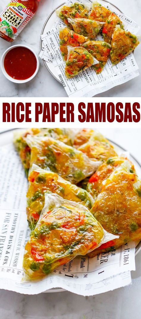 Rice Paper Recipes, Rice Paper Wrappers, Appetizer Platter, Recipe Paper, Savory Bites, Easy Appetizer Recipes, Samosa, Full Meal Recipes, Side Salad