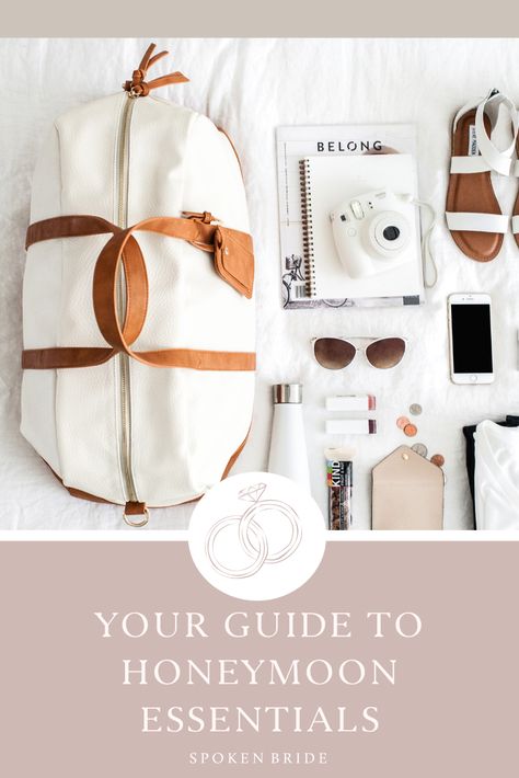 Tropical Honeymoon Packing List, Honeymoon Plane Outfit, Honeymoon Checklist Packing, What To Pack For Honeymoon, Beach Honeymoon Packing List, Honeymoon Travel Essentials, Fall Honeymoon Outfits, Honeymoon Packing List For Her, Honeymoon Necessities