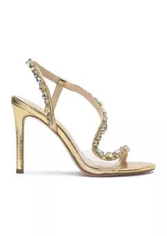 Jessica Simpson Jaycin Jewel Heeled Sandals | belk Gold Heels Prom, Heels Prom, Jeweled Heels, Heels Gold, Cinderella Shoes, Stiletto Sandals, Gold Heels, Heel Sandal, High Fashion Street Style