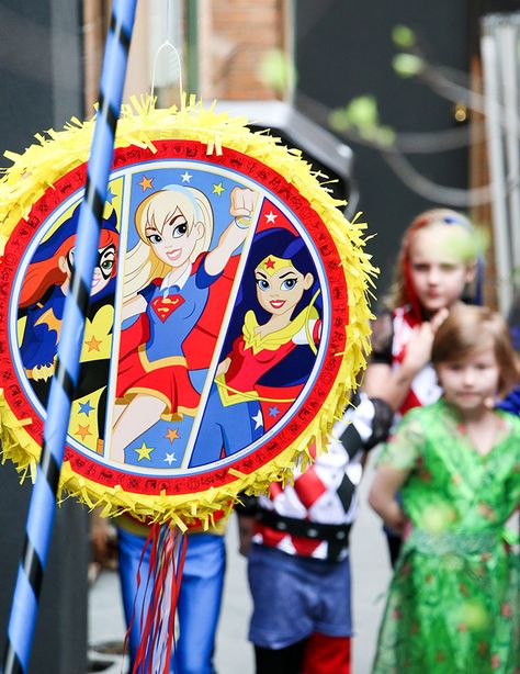 Emma’s ‘DC Super Hero Girls’ Party – Fun Party Food, Decorating & Activity Ideas Dc Superhero Girls Birthday, Dc Superhero Girls Party, Fun Party Food, Supergirl Party, Superhero Girls Birthday, Supergirl Birthday, Wonder Woman Birthday Party, Superhero Party Decorations, Girl Superhero Party