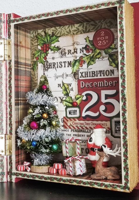 Tim Holtz Christmas Ideology, Tim Holtz Vignette Boxes, Christmas Shadow Box Ideas Diy, Xmas Shadow Box Ideas, Christmas Shadow Box Ideas Winter Scenes, Holiday Shadow Box Ideas, Cricut Christmas Shadow Box Ideas, Diy Christmas Shadow Box Ideas, Spring Shadow Box Ideas