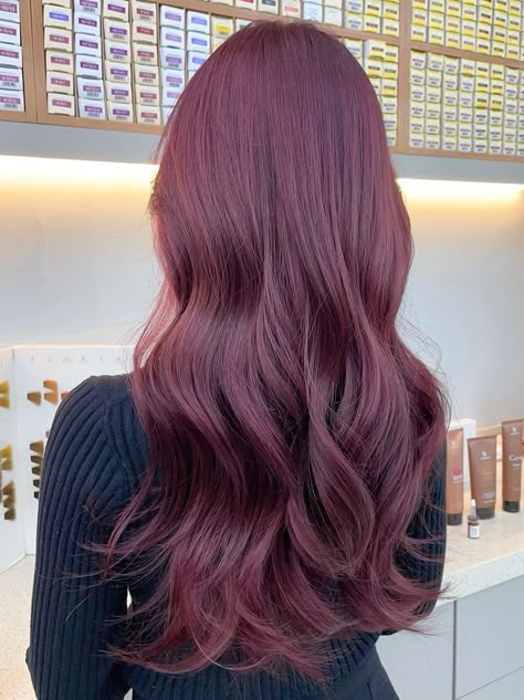 purple brown Korean hair color Pelo Color Borgoña, Burgundy Hair Color, Wine Hair Color, Cherry Red Hair, Plum Hair, Korean Hair Color, Wine Red Hair, Wine Hair, Red Hair Inspo